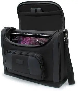 USA Gear Small Messenger Bag Compatible with Microsoft Surface Pro 11th Gen/10/9/8/7, Surface Laptop 13-inch (2025) - Shoulder Bag Travel Tablet Case Fits Accessories, Charger, Keyboard, Mouse (Black)