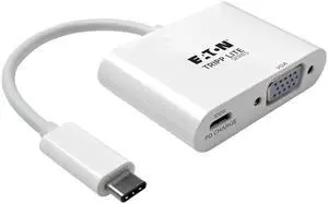 Tripp Lite USB C to VGA Video Adapter Converter 1080p w/ USB-C PD Charging Port, USB Type C, Thunderbolt 3 Compatible, USB Type-C 6in (U444-06N-V-C)