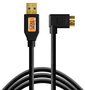 Tether Tools TetherPro 15' USB 3.0 Type-A Male to Micro-USB Right-Angle Male Cable, Black