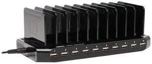 TRIPP LITE 10-Port USB Charging Station Dock with Storage Slots for Tablet iPhone iPad & Laptops (U280-010-ST),Black