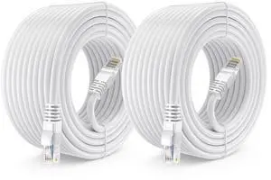 Maximm Cat 6 Ethernet Cable 50 ft (2-Pack) - High-Speed LAN Cable, Internet Cable, Patch Cable, and Network Cable - UTP, 10Gbps, 550MHz Cat6 Cable - White