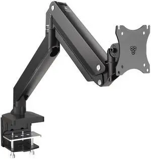 SIIG Single Monitor Desk Mount, 17" to 43", Heavy-Duty Premium Gas Spring, Fits Flat/Curved/Ultrawide Monitor, Load 33 lbs Max, VESA 75x75 100x100, 200x200, C-Clamp and Grommet Base (CE-MT2Z11-S1)