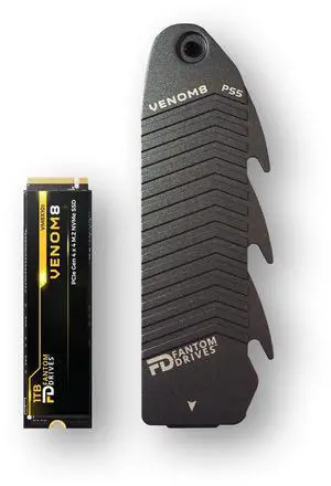 Fantom Drives VENOM8 1TB NVMe Gen 4 M.2 SSD for PlayStation 5 (PS5) Gaming PC & Laptop, Graphics, Video Editing - 3D NAND TLC DDR4 DRAM Cache Internal SSD - Up to 7400MB/s - w/Heatsink (VM8X10-PS5)