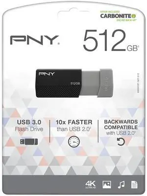 PNY USB 3.0 Flash Drive, 512GB, Black