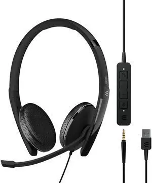 EPOS Adapt 165 USB II - Wired, Double-Sided Headset - 3.5mm Jack and USB Connectivity - UC Optimized - Superior Stereo Sound - Enhanced Comfort - Call Control - Black