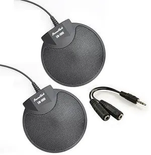Sound Tech CM-1000 (Pack of 2) Table Top Conference Meeting Microphone with Omni-Directional Stereo 3.5mm Plug & Audio Spliter