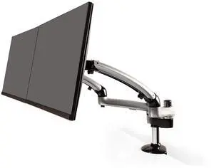 Ergotech Dual Freedom Arm, Includes Two Aluminum Articulating Arms, 8.4-17.8 lbs. Weight Capacity per Arm, Suitable for Monitors up to 27 inches, VESA Compatible 75x75, 100x100, Silver