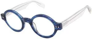 Scojo New York Bleeker Street Reading Glasses, Handmade Scratch Resistant Readers for Women and Men, Navy Horn/Crystal - 2.75x