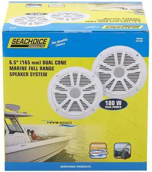 Seachoice Stereo Speakers, White, 6.5 in.