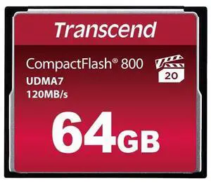 Transcend 64GB CF800, CompactFlash Memory Card, UDMA 7, High Speed, Up to 120MB/s, For Nikon, Canon, digital SLR, MLC - TS64GCF800