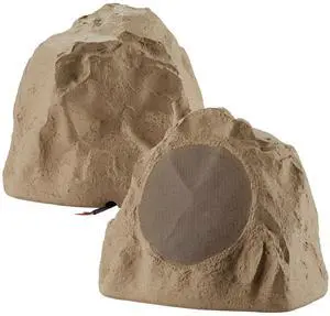 Theater Solutions 2R8S Outdoor Sandstone 8" Rock 2 Speaker Set for Deck Pool Spa Yard Garden