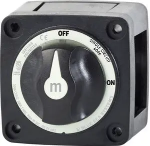 BLUE SEA SYSTEMS Mini Battery Switch, MFG# 6005200, Black, 300A cont., 500A int., 48VDC. Positions: single-circuit on-off. / BS-6006200 /