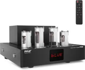 Pyle Bluetooth Tube Amplifier Receiver - 500W Home Theater Audio Desktop Stereo Vacuum Tube Hi-Fi Power Amplifier Receiver w/ 4 Vacuum Tubes, USB Reader, CD/DVD Input, Subwoofer Output