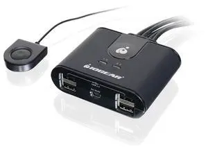 IOGEAR USB 2.0 4x4 Peripheral Switching Hub - 4 PC Share To 4 USB Devices - Up To 480Mbps - Mobile Devices Charging - Mouse/Keyboard - Printer - Scanner - EX HD & More-LED Indicators w/Remote - GUS404