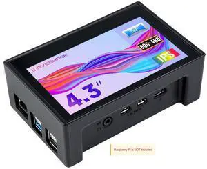 Waveshare 4.3inch Capacitive Touch Display Compatible with Raspberry Pi 4B Comes with Protection Case 800×480 Resolution IPS Wide Angle MIPI DSI Interface