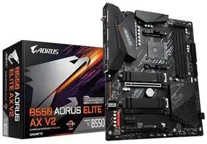 GIGABYTE B550 AORUS ELITE AX V2 Motherboard, Supports AMD AM4 Ryzen 5000 Processors, ATX, DDR4, Dual M.2, SATA 6Gb/s, 2.4/5 GHz Dual-Band, 2.5 GbE LAN, PCIe 4.0