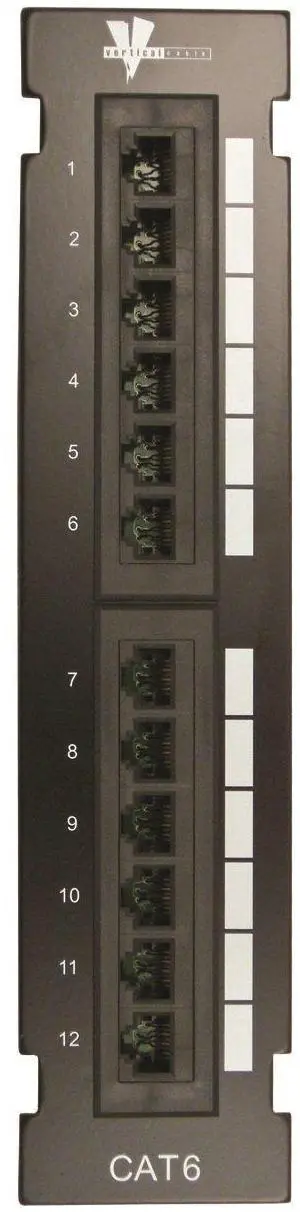 Vertical Cable Cat6 12 Port Vertical Mini Patch Panel with Mounting Bracket