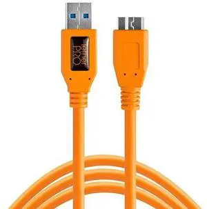 Tether Tools TetherPro USB 3.0 to Micro-B Cable | for Fast Transfer and Connection Between Camera and Computer | High Visibility Orange | 15 Feet (4.6 m)
