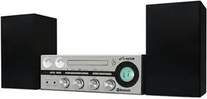 Victor VDTS-4400 Milwaukee 50 Watt Desktop Bluetooth Stereo System with CD/MP3 Player, FM Radio, Functioning VU Meters, and Detached Stereo Speakers  Perfect for Home or Office Audio