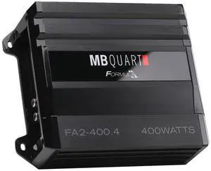 MB Quart Formula 400 Watt 1 Ohm Stable 4 Channel Full Range Class Q1 Car Audio Mobile Amplifier with Bass Remote, FA2-400.4, Black