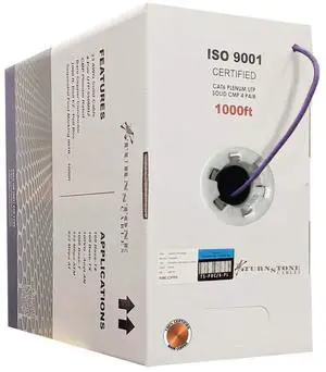 TSCables | Cat6 Plenum (CMP) 1000ft Cable, 23AWG | 100% Solid Bare Copper | 550MHz, PoE++ (4PPoE) | Unshielded Twisted Pair (UTP) Bulk Ethernet Cable, Available in 10 Colors (Purple, 1000ft)