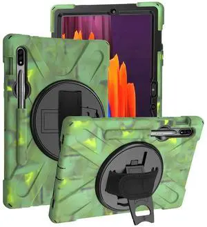 KIQ Shield Series for Samsung Galaxy Tab S7 FE Case Galaxy Tab S8 Plus Case Heavy Duty Shockproof Case w/S Pen Holder for Samsung Tab S7 fe 5G case 12.4 Inch 2020 SM T970 X800 T730 - Camo