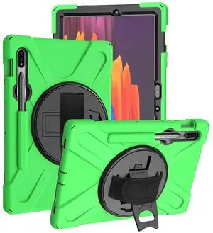 KIQ Shield Series for Samsung Galaxy Tab S7 FE Case Galaxy Tab S8 Plus Case Heavy Duty Shockproof Case w/S Pen Holder for Samsung Tab S7 fe 5G case 12.4 Inch 2020 SM T970 X800 T730 - Green