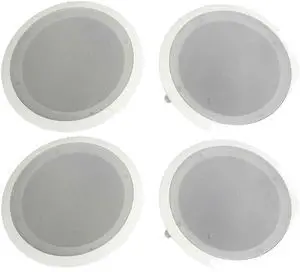 Pyle Home PDIC Series 8 Inch 250 Watts 4.8 Ohms Round Flush Mount Wall and Ceiling Home Speakers with Directable 5 Inch Polymer Dome Tweeter, (4 Pack)