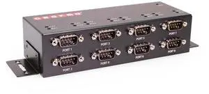 Gearmo Industrial 8-Port USB to Serial Adapter DB9 RS-232 with FTDI Chipset, RX/TX LED Indicators, DIN Rail, & Surface Mounting Brackets Windows 11, 10, 8, 7 Support USB-A Cable Included