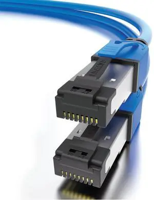 LINKUP  [40Gbps Certified] Cat8 Ethernet Patch Cable Double Shielded2000MHz (2GHz) Cat8.1Future Proof LAN Wires Compatible with Cat7A, Cat7, Cat6A, 25G, 10G, 1G Network [Blue] - 35ft (10.6M)
