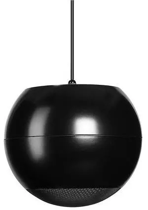 OSD Audio Sphere 6.5" Black Indoor Hanging Pendant Speaker, Reinforced Cable Suspension 70V and 8 Ohm, Single