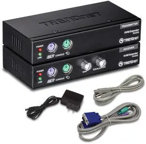 TRENDnet KVM Extension Kit, Extend Keyboard/Video/Mouse Controls, up to 150 Meters (490 ft.), Hot-Keys, PS/2, VGA, USB Type A, Windows/Linux/Mac/Sun Solaris/DOS, TK-EX3