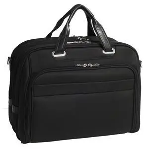 McKleinUSA R Series, Springfield, Nylon, 15" Leather Fly-Through Checkpoint-Friendly Laptop Briefcase, Black (76595), 17"x5.25"x13"