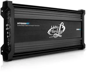 Lanzar 5-Channel Mosfet Amplifier - Wireless BT Streaming Audio Interface, 2 Ohm Stereo Stable with High Pass and Low Pass Filter Controls, Bridgeable at 4 Ohms, Bass Boost Circuit - HTG559BT