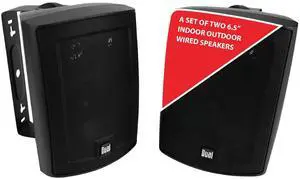 Dual Electronics LU63PB 6.5" 3-Way High Performance Outdoor Indoor Wired Speakers | Effortless Set Up | Home, Pool, Patio, Garage Use | Weather Resistant | Expansive Stereo Sound Coverage | Black