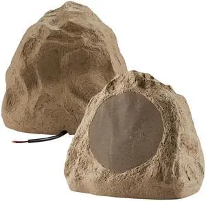 Theater Solutions 2R6S Outdoor Sandstone 6.5" Rock 2 Speaker Set for Deck Pool Spa Yard Garden