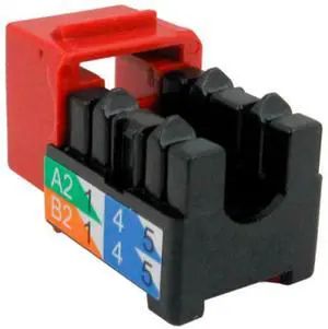 Vertical Cable CAT6 RJ45 Keystone Jack, V-Max Series - Red Color - (50 Pack) Data Outlet Female