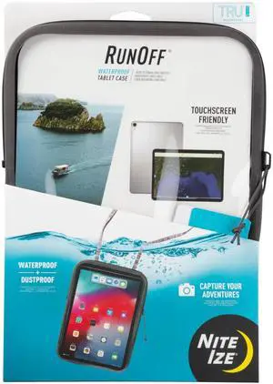 Nite Ize RunOff Waterproof Tablet Case - Waterproof & Durable - 10.63-Inch - Protective Tablet Case for Water Days & the Beach - Touch Screen Friendly - Charcoal