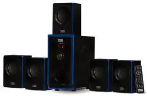 Acoustic Audio AA5102 Bluetooth Powered 5.1 Speaker System Home Theater Surround, Black (AA5102)