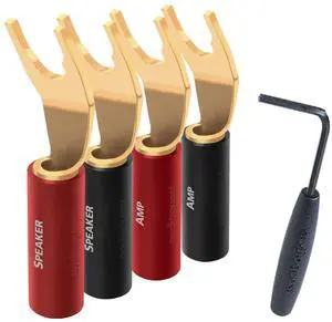 AudioQuest SureGrip® 100 Multi-Spade Speaker Connectors - Fits up to 9 AWG Speaker Cables - Gold - Set of 12