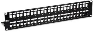 TRENDnet 48-Port Blank Keystone Shielded 2U HD Patch Panel, TC-KP48S, 2U 19 Metal Rackmount Housing, Network Management Panel, Recommended with TC-K06C6A Cat6A Keystone Jacks (Sold Separately)