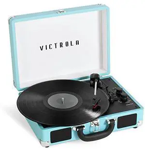 Victrola Journey+ Bluetooth Suitcase Record Player  Built-In Speakers, 33-1/3, 45 & 78 RPM Vinyl Record Player, RCA Out, Headphone Jack, Wireless Streaming (Turquoise)