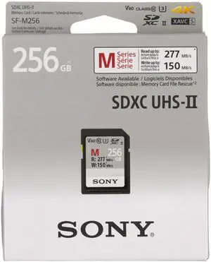 Sony M series SDXC UHS-II Card 256GB, V60, CL10, U3, Max R277MB/S, W150MB/S (SF-M256/T2)