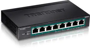 TRENDnet 8-Port Gigabit EdgeSmart PoE+ Switch, 8 x Gigabit PoE+ Ports, 64W PoE Power Budget, Managed PoE+ Switch, Wall Mountable, Desktop Ethernet Switch, Lifetime Protection, Black, TPE-TG82ES