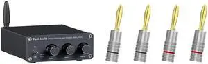 Fosi Audio Banana Plugs 2 Pairs / 4 pcs and BT20A Bluetooth 5.0 Stereo Audio 2 Channel Amplifier Receiver