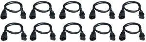 RiteAV C13 to C14 Power Cord, 14AWG, 15 Amp/250 Volt, SJT, UL, CSA, RoHS Compliant, Black - 6 Foot (10 Pack)