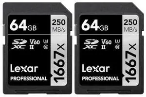 Lexar Professional 64GB 1667x UHS-II SDXC Memory Card (2-Pack)