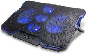 ENHANCE Cryogen Gaming Laptop Cooling Pad - Fits up to 17 inch Computer - Adjustable Laptop Cooling Stand with 5 Ultra Quiet Cooler Fans, 2 USB Ports and LED Lighting - Slim Portable Design 2500 RPM