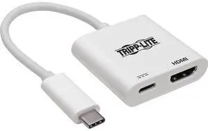 Tripp Lite USB-C to 4K HDMI Adapter (M/F), USB-C PD Charging (5A, 100W), USB 3.1 Gen 1 (5 Gbps), 4K @ 60Hz, White (U444-06N-H4K6WC)