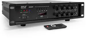 Pyle Bluetooth Home PA Mixing Amplifier - 500W Home Audio Rack Mount Stereo Power Amplifier Receiver w/FM Radio, Digital LED Display, USB/AUX/Mic, Optical/Coaxial, AC-3, 70V/100V Output - PMX3500PH